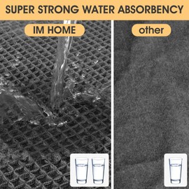 IM HOME Waffle Bath Mat Grey 4'x2', Boho Woven Modern Bath Mat Rugs, Absorbent Non Slip Bathroom Rugs, Soft Washable Bath Rugs with Tassels for Bathroom, Bedroom, Kitchen, Shower, Tub