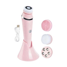 Harilla Face Brush, Face Scrubber, Massage Brush, Gentle Portable Self-Care Skin Cleaning Brush with Brush Head for Travel, Office, Outing, Home, Pink