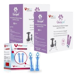 100 Tiras Reactivas + 100 Lancetas Para Glucopet Veterinario