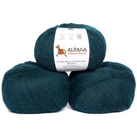 Pullu - Baby Alpaca Merino Wool Yarn Set of 3 Skeins (150 Grams) Worsted Weight - Sourced Directly from Peru - Heavenly Soft and Perfect for Knitting and Crocheting (Emerald Green)