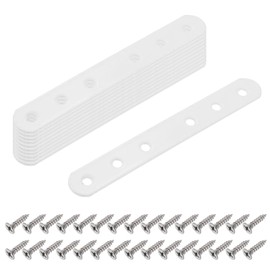 uxcell 30 Pcs Flat Straight Brackets, 135mm x 5mm Iron Brace Plate with Screws Mending Plates Repair Fixing Joining Bracket Connector for Wood Furniture, White
