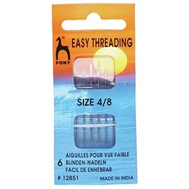 Pony Gold Eye Sewing Needles: Easy Thread Size 4-8, Multi-Colour
