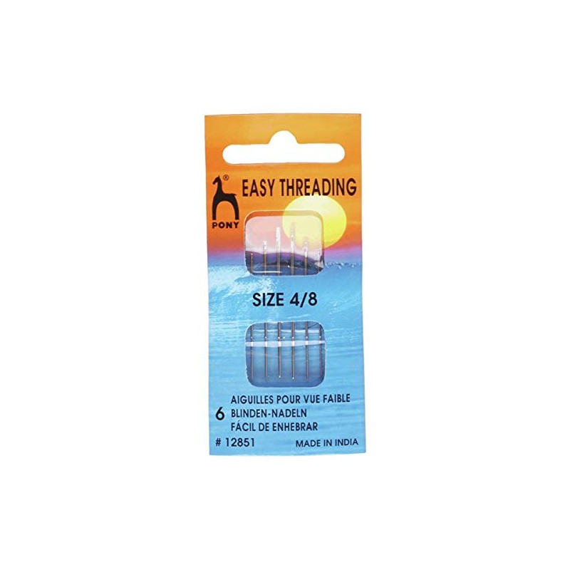 Pony Gold Eye Sewing Needles: Easy Thread Size 4-8, Multi-Colour