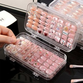 만능마켓 Transparent Case for Storing and Displaying Simple 3-Tier Nail Tips Nail Art