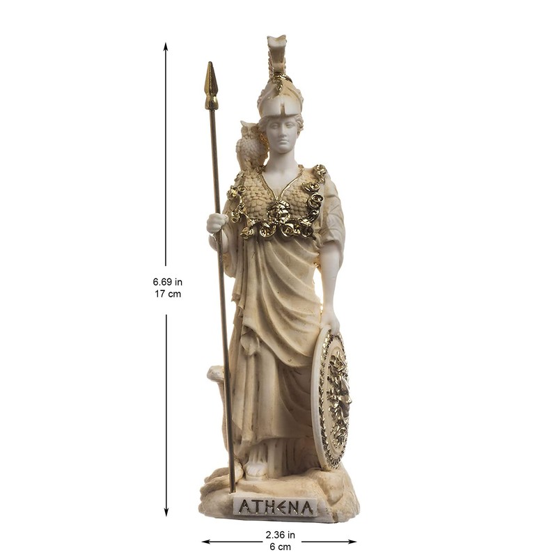 BeautifulGreekStatues Athena With Owl Medusa Holding Shield Greek Goddess Alabaster