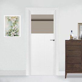 Muamar French Door Curtains Privacy Door Blind, Front Door Window Curtain, Venetian Blinds Style Door Window Cover, 1 Panel (Light Brown, W25” x L20”)