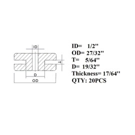 1/2-Inch Hole Rubber Grommet, Pack of 20pcs,1/2'' Grommet(1/2 Inch,20 PCS)