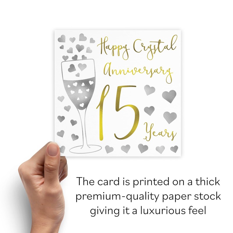 Hunts England - 15th Wedding Anniversary Card - Happy Crystal