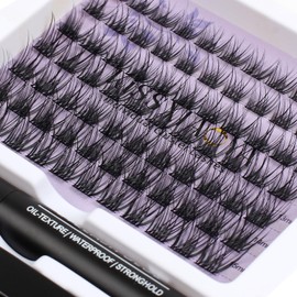 KISSXIAOYA Cluster Eyelash Extension, Lashes, Eyelash Curler, Eyelash Seal, Tweezers, DIY Customised Eyelashes (Mix 9-15 mm, W-7)