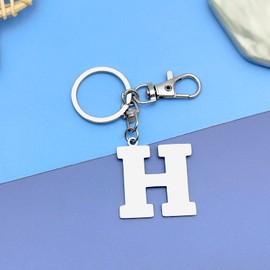 Initial Letter Keychain Letter H Alphabet Keyring for Handbag Wallet Purses Backpack Metal Letter Key Ring for Women Men Stainless Steel Letter Pendant Car Keyring Christmas Birthday Graduation Gifts
