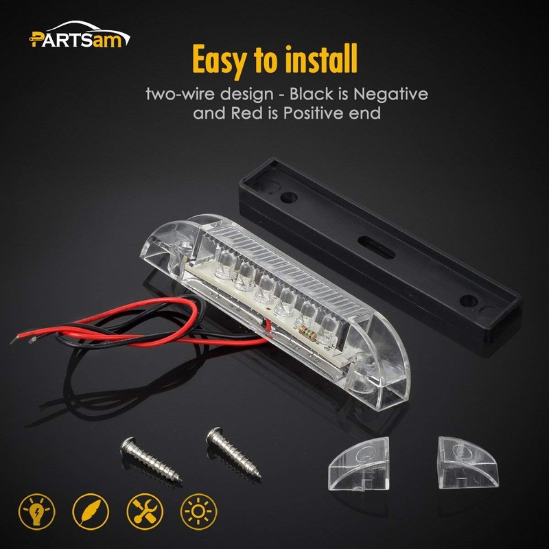 Partsam 6Pcs 4 Inch Marine Boat RV Slim Line Clear