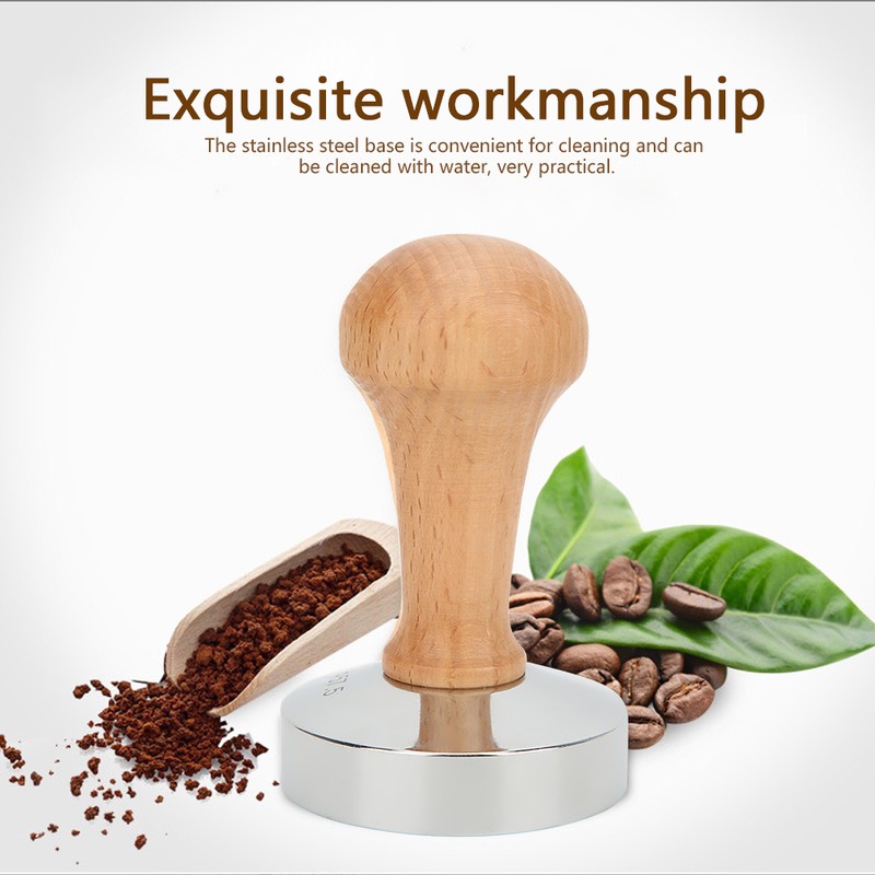 57.5mm Stainless Steel Base Coffee Powder Tamper with Wooden Handle