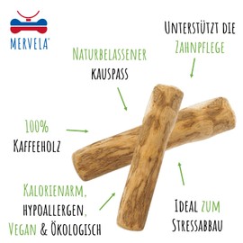 MERVELA® Coffee Wood Chew Stick, Chew Toy for Dogs, Durable Wooden Bone for Chewing Passport & Chewing Pleasure, 100% Natural, Long-Lasting Activity (Small, Pack of 1)