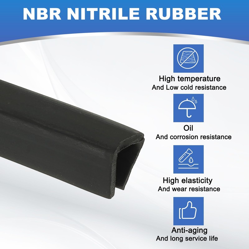 PATIKIL 3/8インチラバーエッジトリム、6.6フィートのフレキシブルUチャネルエッジガードプロテクター、キーンエッジ、シートメタル、車のドア、ハッチ、テーブルの角、黒