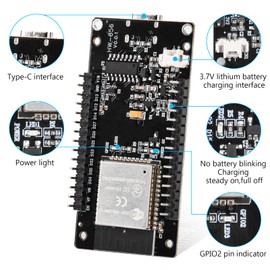 diymore 2pcs ESP32 Development Board with 1.96 Inch LCD Display 2.4 GHz WiFi Bluetooth BLE MCU CH340 Chip ESP32 WROOM 32 Nodemcu USB C