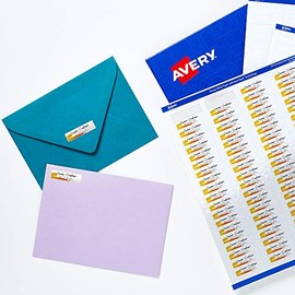 Avery Rectangle Labels with Sure Feed, .5" x 1.75", 400 Glossy White Labels (36445)