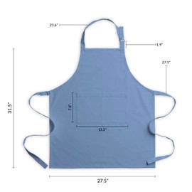 CALICOT Apron for women with Pocket 100% Cotton 27.50"x31.50" Adjustable Neck Strap & long ties Apron Men, Chef, Cooking - Gifts for Mothers day (Bel Air Blue, Pack of 2)