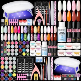 PEACECOLOR Acrylic Nail Set Starter Set Complete Acrylic Powder Nails and Acrylic Liquid Acrylic Gel for Nails Acrylic Nails Starter Set with Lamp Acrylic Powder Nails for Beginners