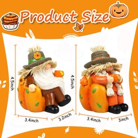 upbema Thanksgiving Gnome Figurines 2 PCS Fall Harvest Pumpkin Decoration Autumn Tabletop Decor Indoor Holiday Collectible Statue for Women Men Kids