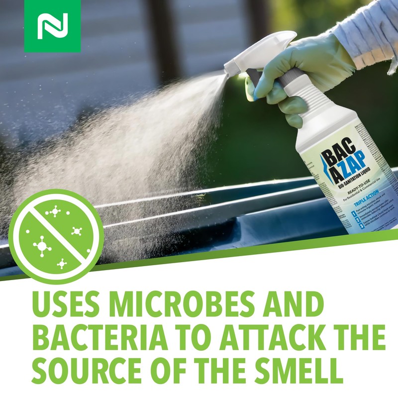 Nisus Bac-Azap Odor Eliminator, Ready-to-Use Bio-Sanitization Liquid, Neutralizes Organic Waste