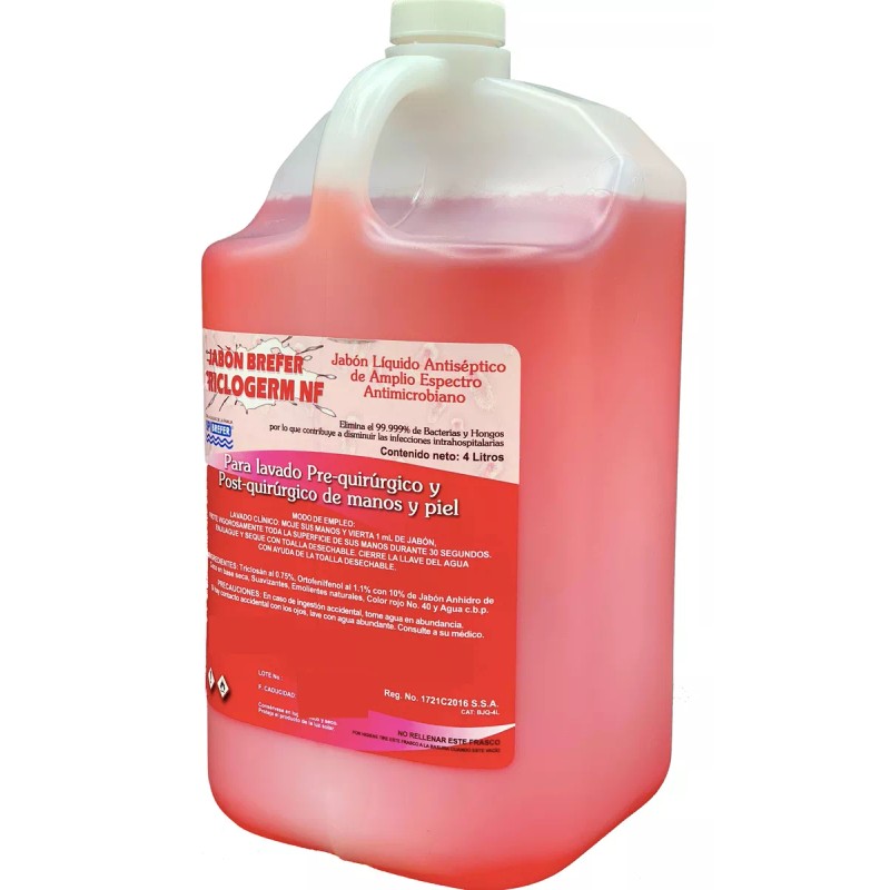 BREFER Jabón Quirúrgico Con Triclosan Para Uso Hospitala Caja 4
