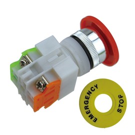 YQBOOM 1 Pcs Red Mushroom Cap 1NO 1NC DPST Emergency Stop Push Button Switch AC 660V 10A