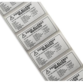 100 x Allergen Warning Labels - Tick Box Food Allergy Stickers for Milk, Nuts, Fish & More, Food Packaging Safety Compliance. Takeaway, Food Preparation (25mm x 50mm)