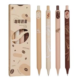 MOZXIRZ 4 Pcs Gel Ink Pens Coffee Retractable Pens Cute Coffee Pen 0.5mm Ballpoint Pen Office School Supplies for Women Girls Boy Men (Coffee)