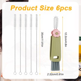 6pcs Cleaner Brush Set, Water Bottle Brush with Straw Brush Straw Cleaner Brush Reusable Water Bottle Straw Water Cup Brush Compatible with YETI 25/26/35/42oz