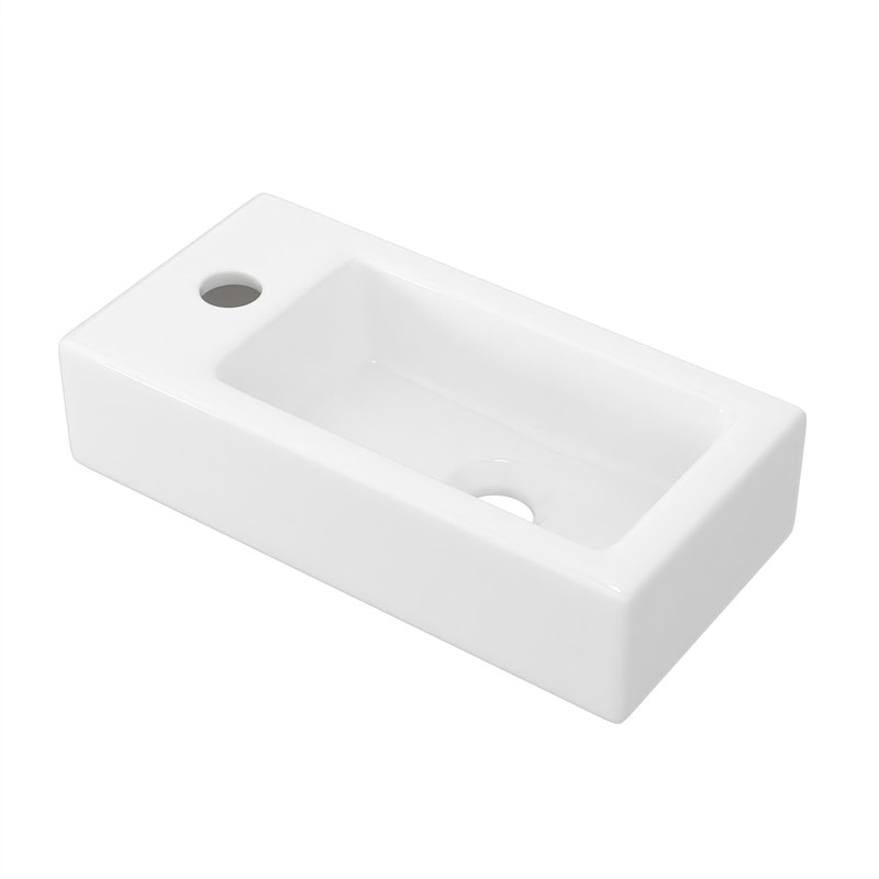 J-FAMILY 14.5'' x 7'' Small Wall Mount Sink Rectangle Porcelain