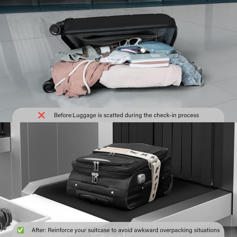 Ekax Luggage Straps for Suitcases, Adjustable Luggage Elastic Belt, Travel