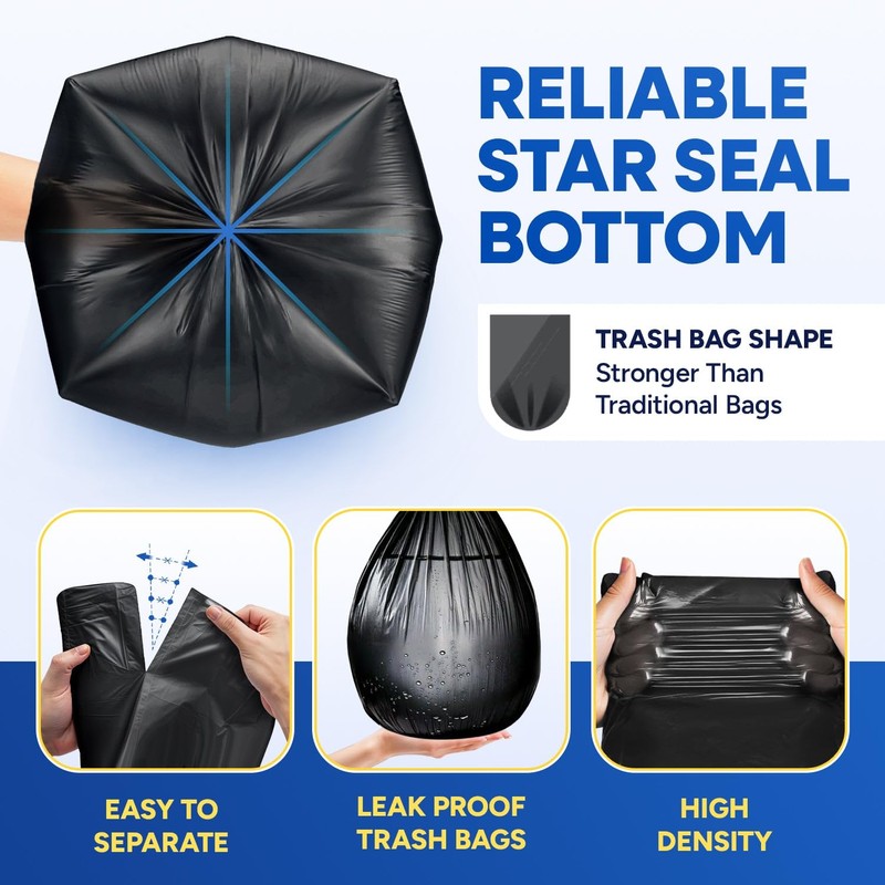PLASTIC PRINCE 33 Gallon Garbage Bags High Density Black 33"