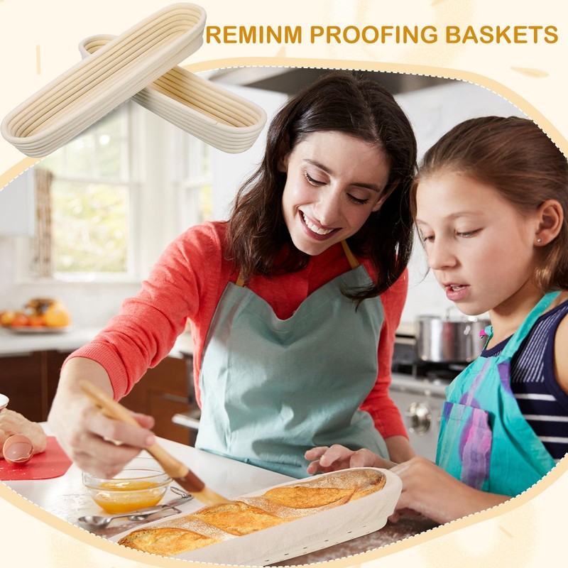 Vesici 15 Inches Baguette Banneton Proofing Basket 6 Pack with