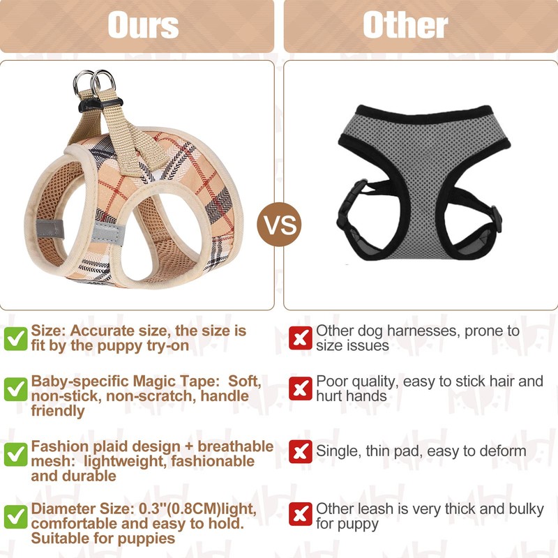 BEAUTYZOO Small Dog Harness and Leash Set,Step in No Chock