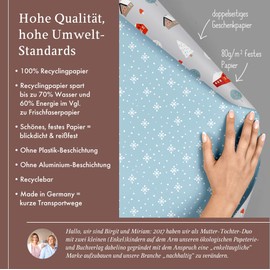 dabelino® Christmas / Winter Landscape Wrapping Paper: 4x Sheets + 4 Gift Stickers (Christmas Wrapping Paper, Modern, Scandinavian, Sustainable, Recycled Paper)