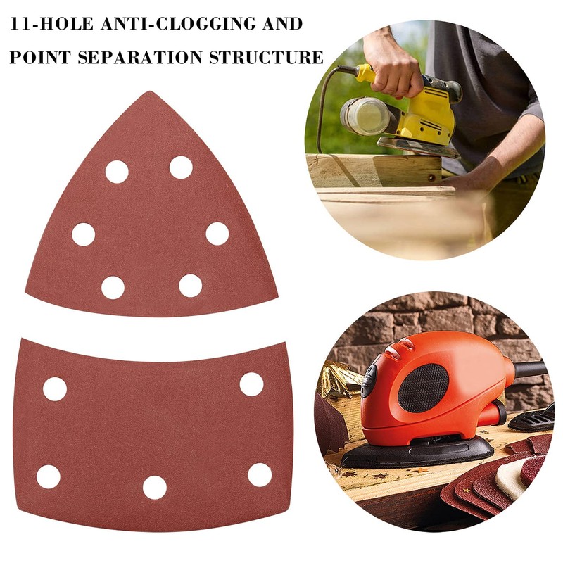 60pcs Mouse Detail Sander Sanding Pads 11 Holes Hook and