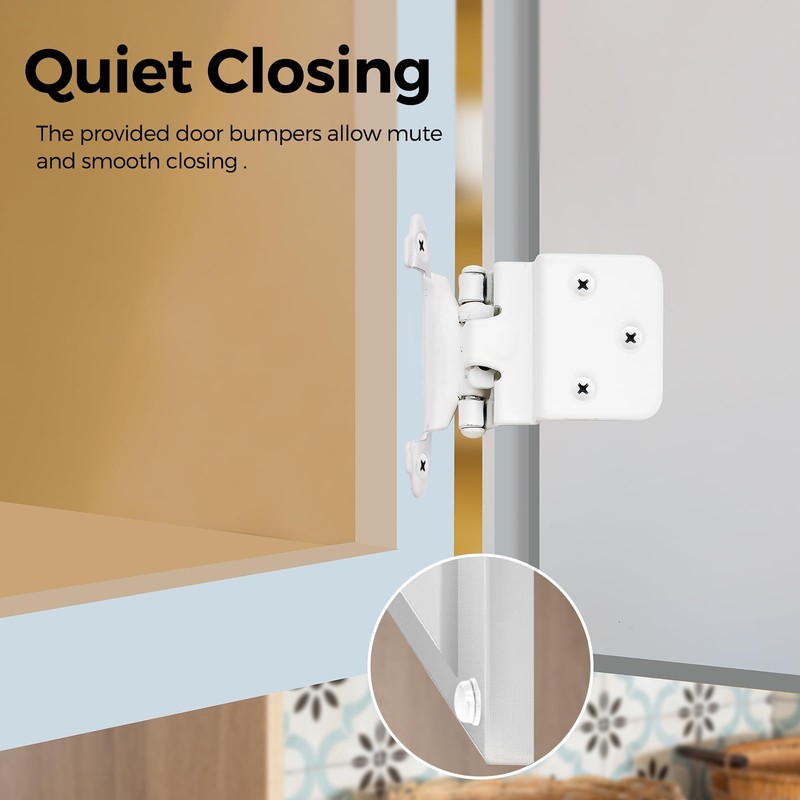 40 Pack 20 Pair White Cabinet Hinges - 3/8 inch