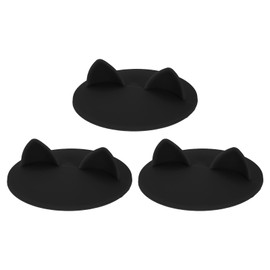 uxcell 3Pcs Silicone Cat Ear Mug Covers, Black, 3.9 Inch, Reusable, Anti-Dust, Airtight, Microwave & Dishwasher Safe