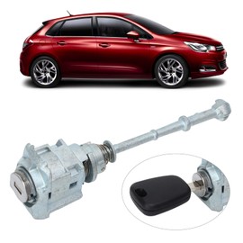Fydun Door Lock Cylinder Barrel Kit, Driver Side Door Lock Cylinder, Left Front Door Lock Cylinder Barrel with Key for Citroen C4 2004‑2011