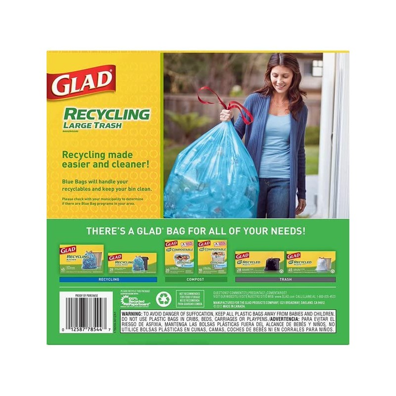 Glad Recycling 30 gal. Trash Bags Drawstring 28 pk