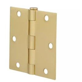 Everbilt 3-1/2 in. Satin Brass Square Corner Door Hinge 237009 DOOR REPAIR JAM