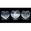 Pair 2.5" Natural White Selenite Puffy Hearts Polished Cat's Eye