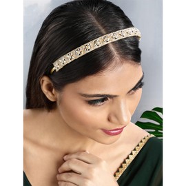 Aheli White Kundan Studded Fancy Hair Band Ethnic Fashion Jewelry for Women Design_3