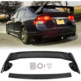 ECOTRIC Rear Trunk Spoiler Wing Compatible with 2006-2011 Honda Civic 4 Door Sedan ABS Trunk Spoiler Wing Painted Gloss Black
