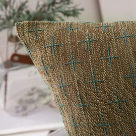 MIULEE Pack of 2 Decorative Burlap Linen Throw Pillow Covers Modern Farmhouse Pillowcase Rustic Woven Textured Cushion Cover for Sofa Couch Bed 20x20 Inch Coffee