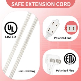 Zlierop 12 FT Clear Extension Cord, 3 Outlet Extension Cords with Polarized End, UL-Certified Clear Extension Cord Indoor Thin, 2 Prong Extension Cords 2×18 AWG 7A 125V （1Pack）