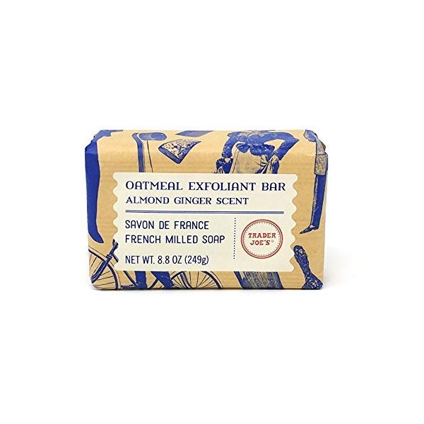 Trader Joe's Savon de France French Milled Soap - Oatmeal Exfoliant Bar Almond Ginger Scent 8.8 oz - 2-PACK
