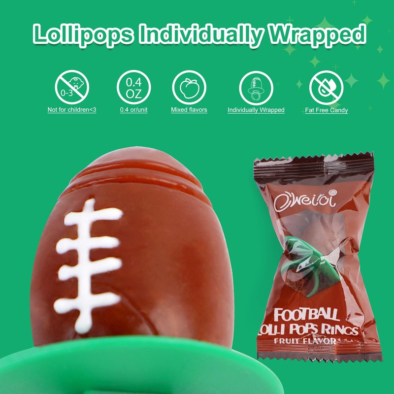 Football Ring Lollipops Kids,Suckers Individually Wrapped Bulk for Tailgates,Easter Candy