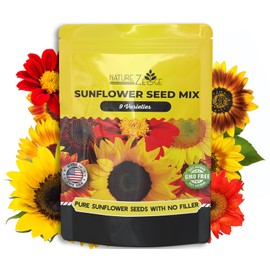 NatureZ Edge NatureZ Edge 1300+ Sunflower Seeds Garden Variety Pack, Bulk Sunflower Seeds for Planting Flowers, Get More Sunflower Seeds to Plant, Mammoth, Dwarf, Lemon Queen, Giant and More. 2oz Packet
