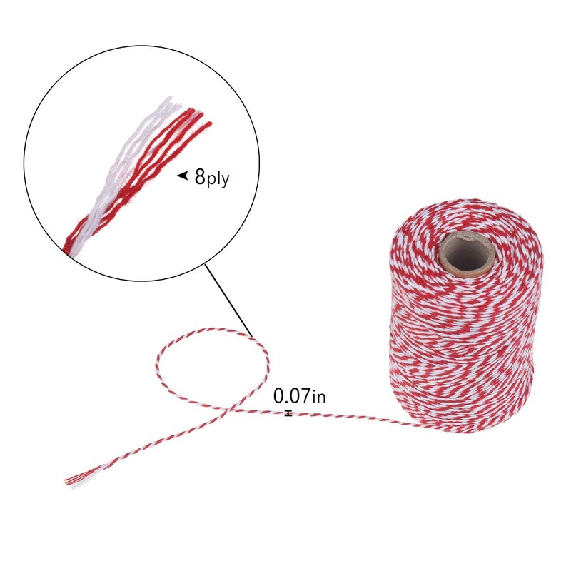 CCINEE 656 FT Red and White Bakers Twine, Cotton Packing